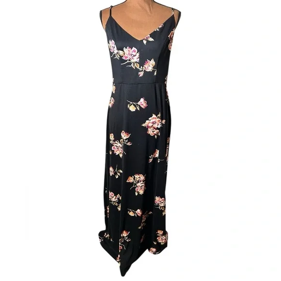 Nine Britton Black Floral Strappy Maxi Sz L - Picture 3 of 8
